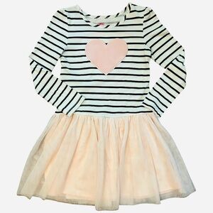 Girls Epic Threads Long Sleeve Heart Dress with Lined Tutu Skirt, Size 6 pink